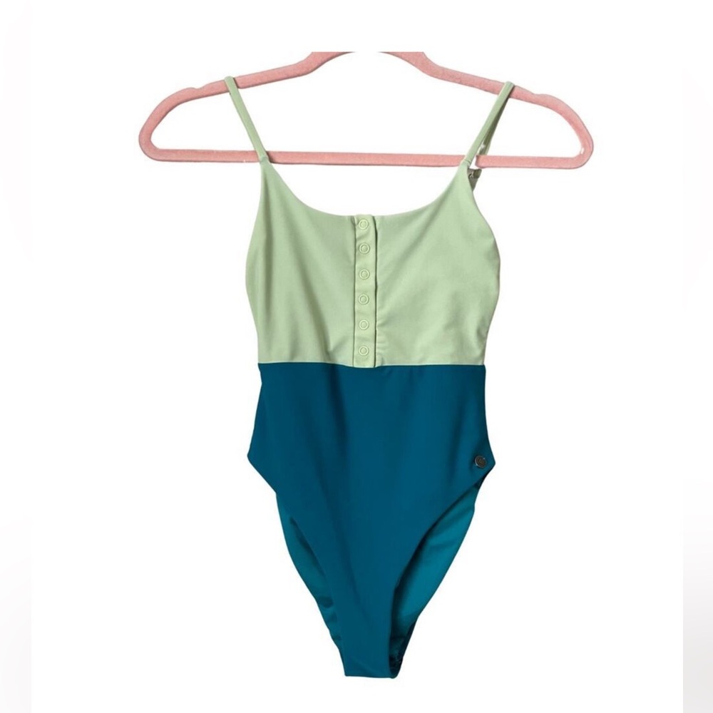 Zyia Swimsuit Girl Size 10-11 Green Teal One Piece Lake Darling Colorblock NWT